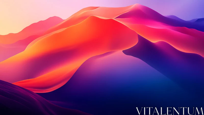 Gradient mountain landscape with smooth abstract forms.