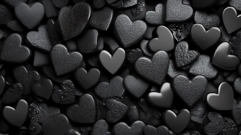 Monochromatic Heart Sculptures in Textured Arrangement