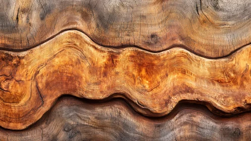 Curved wood grain waves form abstract organic landscape pattern.