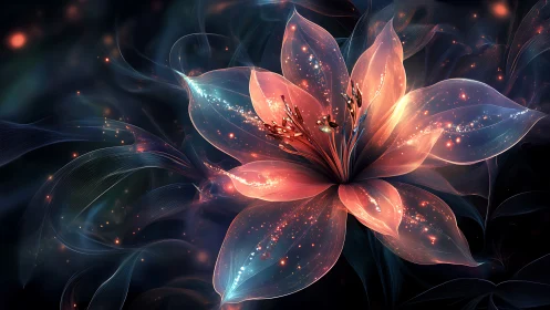 Translucent luminous flower rendered with spectral glow dynamics