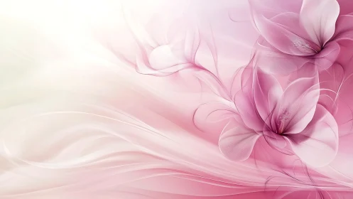 Layered Floral Forms with Translucent Petals in Pink Gradients