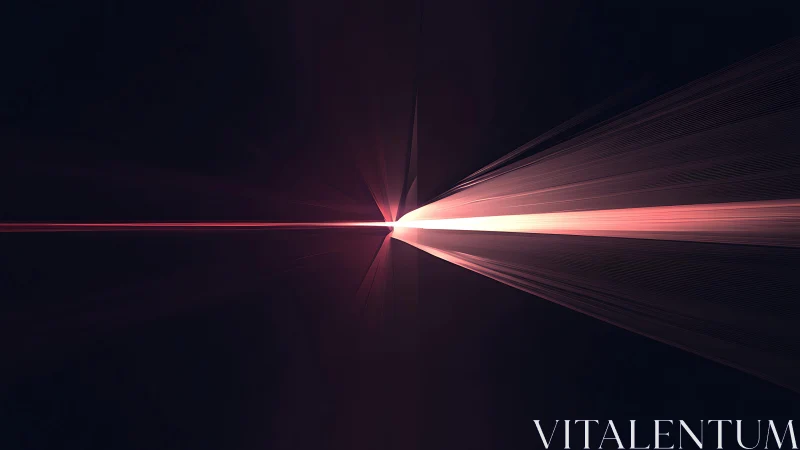 Abstract digital art of radiant red beam with dark minimalist background.