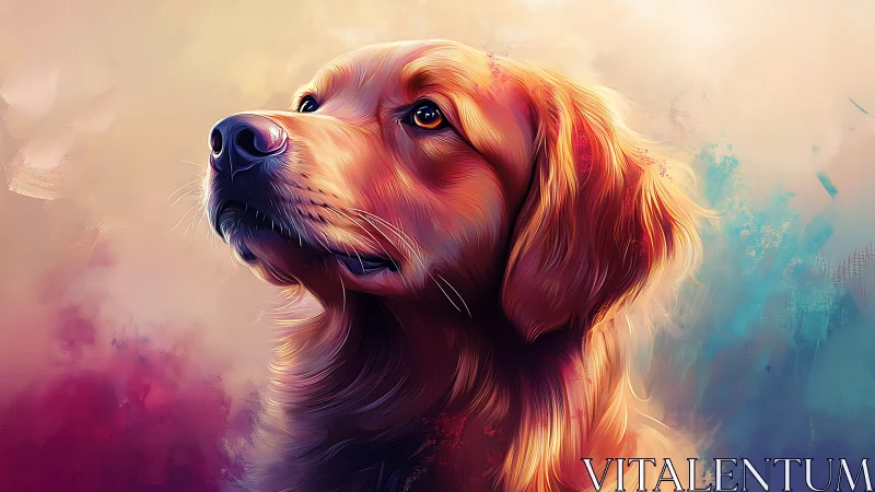 Golden daydream drifts across a rainbow-lit canine gaze