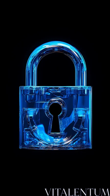 Glowing blue padlock shining with sleek digital security.