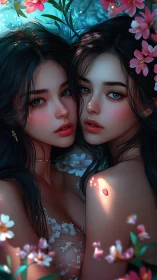Twin Souls in Bloom: Luminescent Reverie.