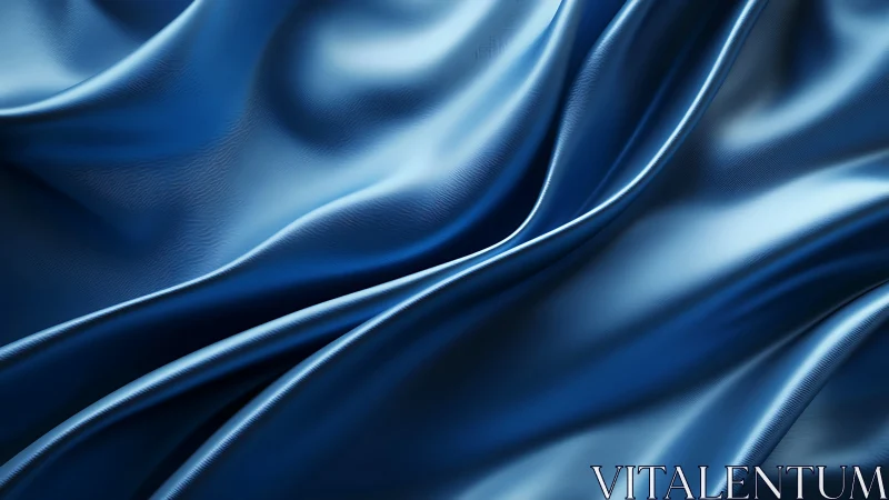 Lustrous blue satin folds rendered with hyperreal lighting detail