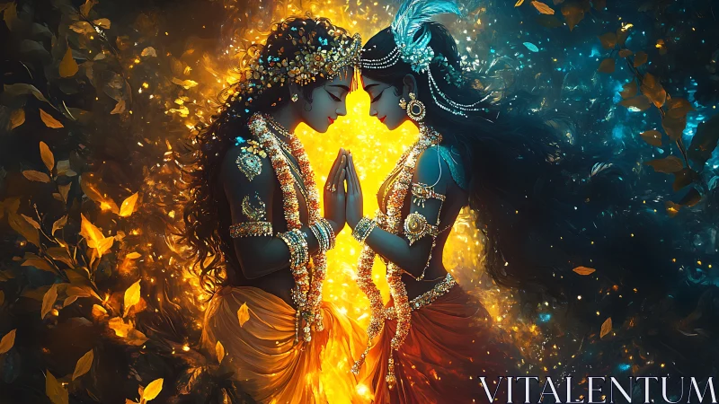 Divine Connection: Luminous Spiritual Embrace.