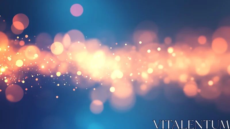 Abstract glowing bokeh lights on blue background, digital style.