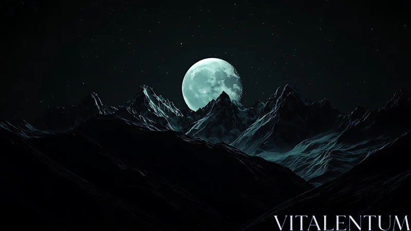 Moonlit mountain hush under a sky full of quiet stars.