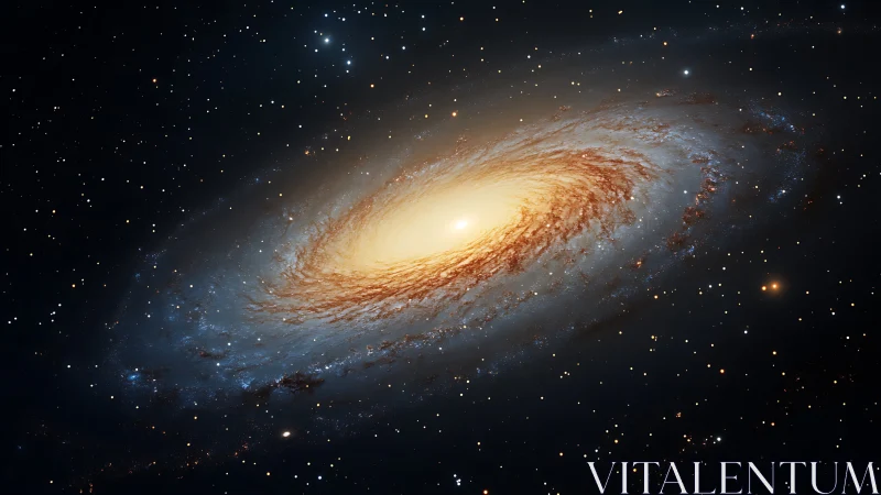 Spiral galaxy core in luminous rotational symmetry study.