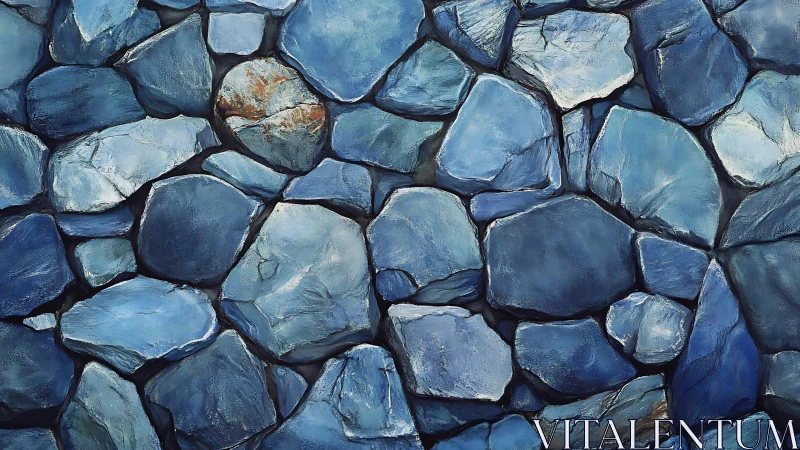 Blue Stone Wall Texture in Artistic Realistic Style.