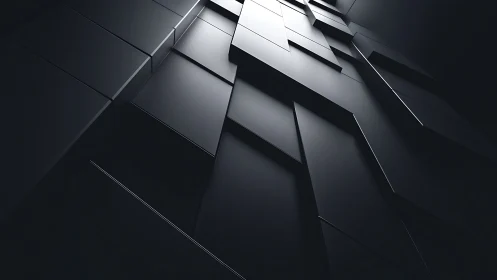 Geometric dark panels recede upward in a staggered formation