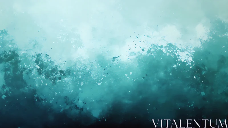 Digital teal gradient with dispersed abstract particle field