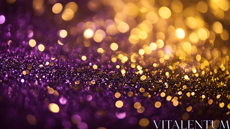 Shimmering Purple and Gold Bokeh Abstract Background Photo.