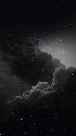 Midnight stormclouds quietly braid themselves through starlight