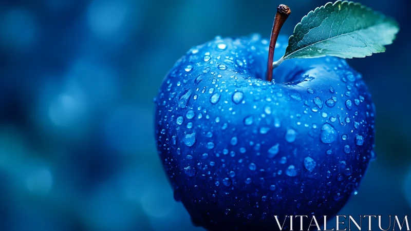 Midnight dew apple under sapphire orchard light.
