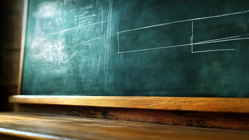 Softly lit classroom chalkboard suggests quiet learning moments