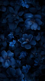 Midnight Blue Flowers - Moody Botanical Composition.