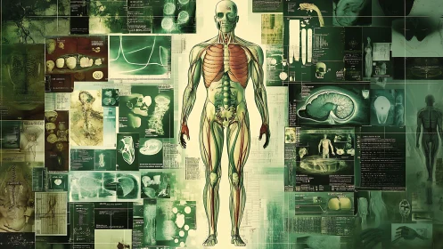 Human anatomy composite merges scans, diagrams, and datasets
