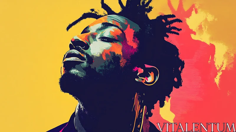 Portrait of a confident man drenched in bold neon colors.