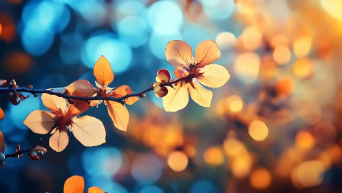 Backlit Cherry Blossoms with Bokeh Gradient.