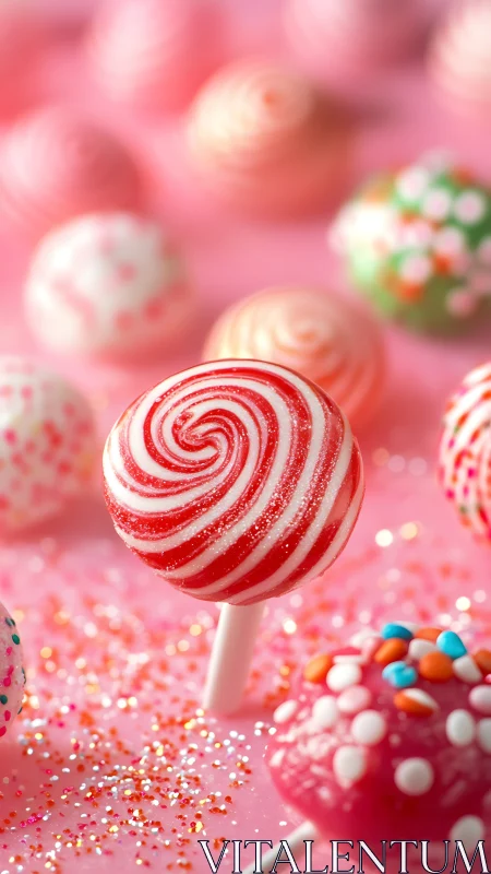 Swirled Confection Theater: Red & White Lollipop Reverie.