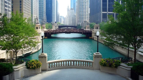 Sunlit city river welcomes visitors with calm teal water