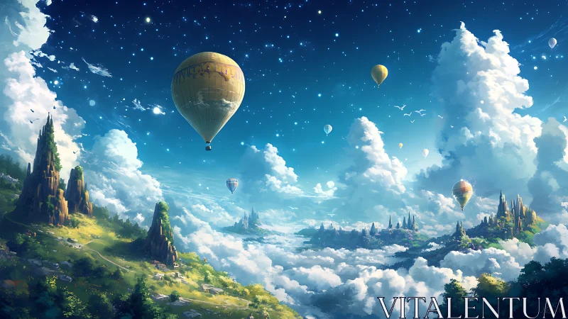 Sky lantern kingdoms drift above a sea of painted clouds