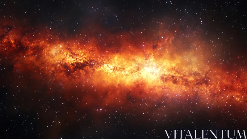 Galactic core blaze spans star-dense cosmic panorama.