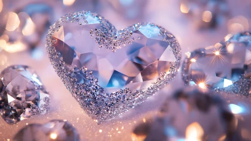 Crystal heart shimmers like stardust spilled across velvet