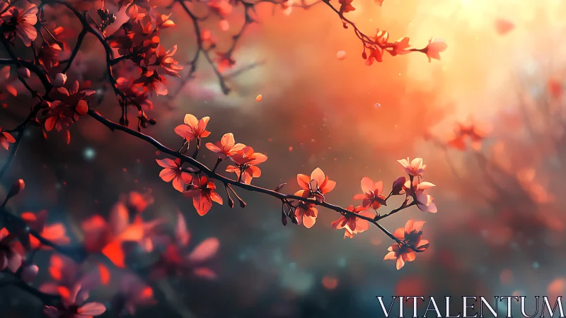 Incandescent Petals Dance Against the Glowing Void