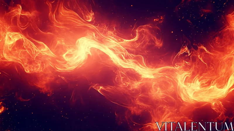 Cascading Flames Dance Across a Deep Crimson Sky