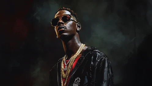 Cool confidence radiates from this stylish hip hop portrait