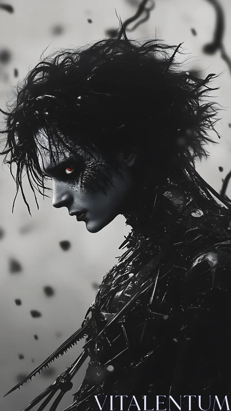 Dark cybernetic wraith glares with a single burning eye.