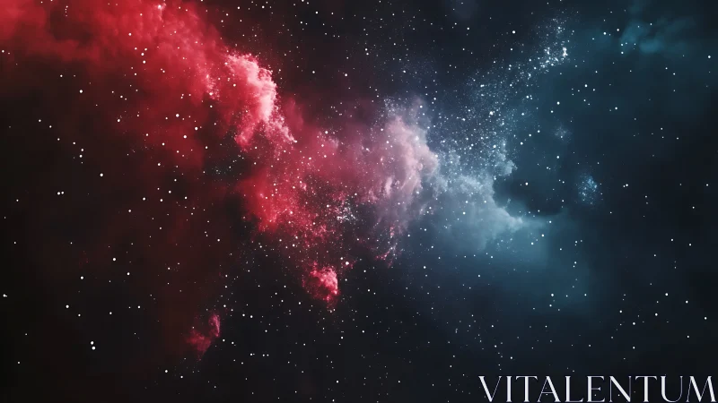 Bicolor nebula cloudscape with luminous starfield density.