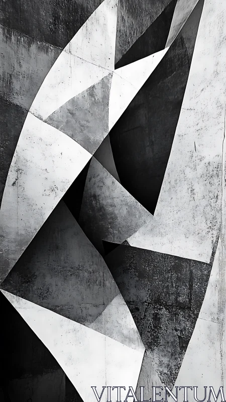 Monochrome angular planes intersect to create stark tension