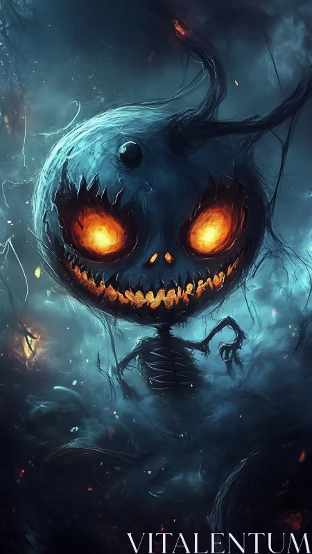 Glowing jack o lantern entity rendered in dark misty scene