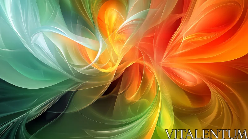 Dynamic abstract swirl in warm and cool color gradients.