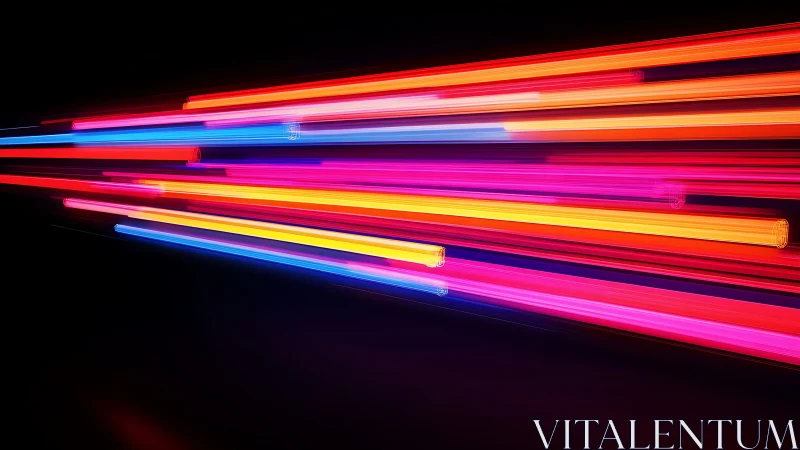 Racing neon light trails create a bold, electric night journey