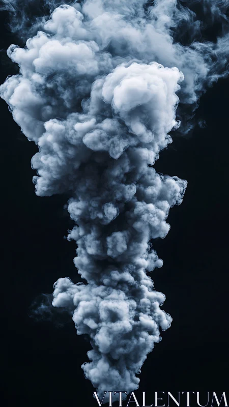 Vertical dense smoke column forms against black backdrop