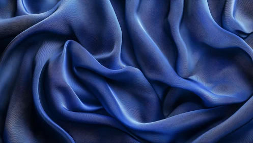 Deep blue satin folds form dense abstract draped landscape