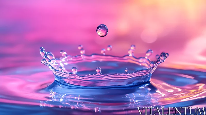 Chromatic macro capture of liquid crown splash dynamics.