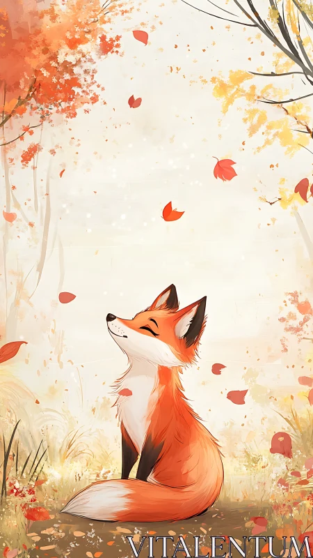 Content little fox enjoying a gentle golden autumn day.
