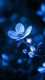 Bioluminescent Blue Botanical Specimen with Macro Depth Field Rendering