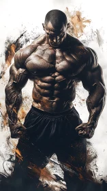 Titan of painted muscle stands carved from molten shadows