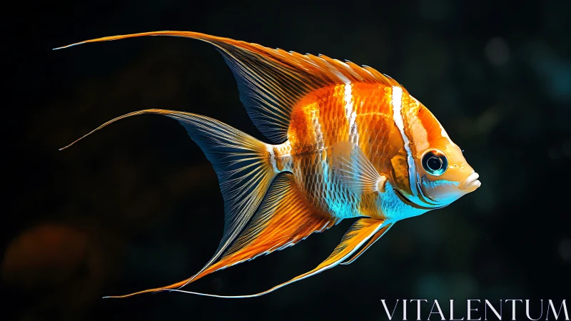 Vivid orange angelfish rendered in hyperreal aquatic lighting