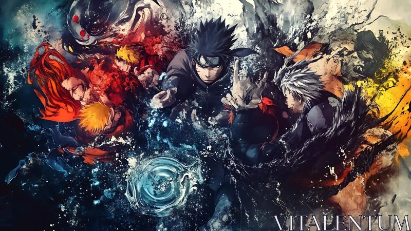 Storm of swirling warriors collides in elemental anime battle