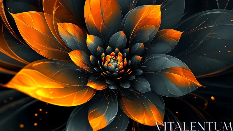 Molten petals spiral outward in a luminous digital bloom