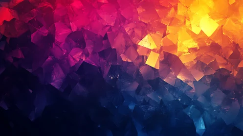 Prismatic crystal shards in gradient magenta to amber light.