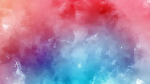 Vibrant nebula cloud blends red, violet and cyan haze